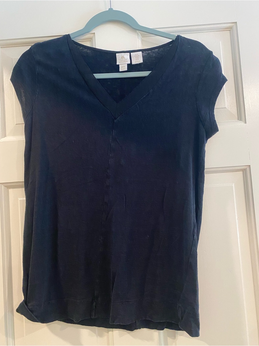 Catherine Malandrino black V-Neck Short Sleeve Tee